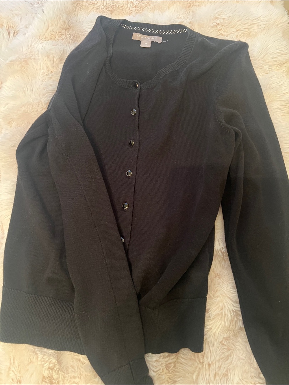 Banana Republic Black Crewneck Button Cardigan